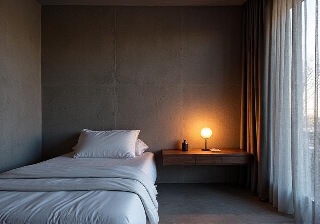 Ash Room with minimalist grey stone interior