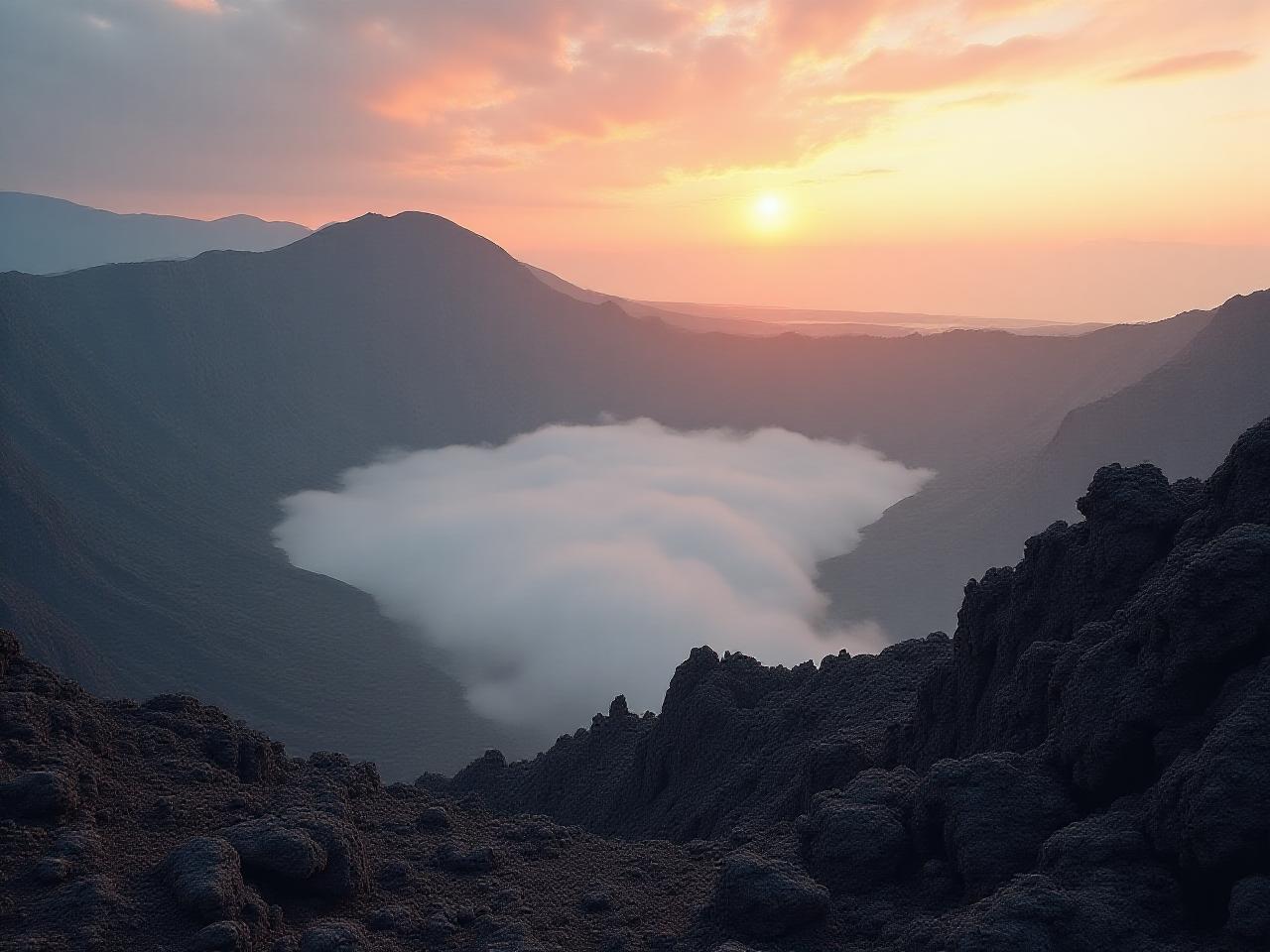 Stark volcanic landscape around Caldera Crest Hotel